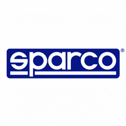 blaues Sparco Logo auf weißem Hintergrund